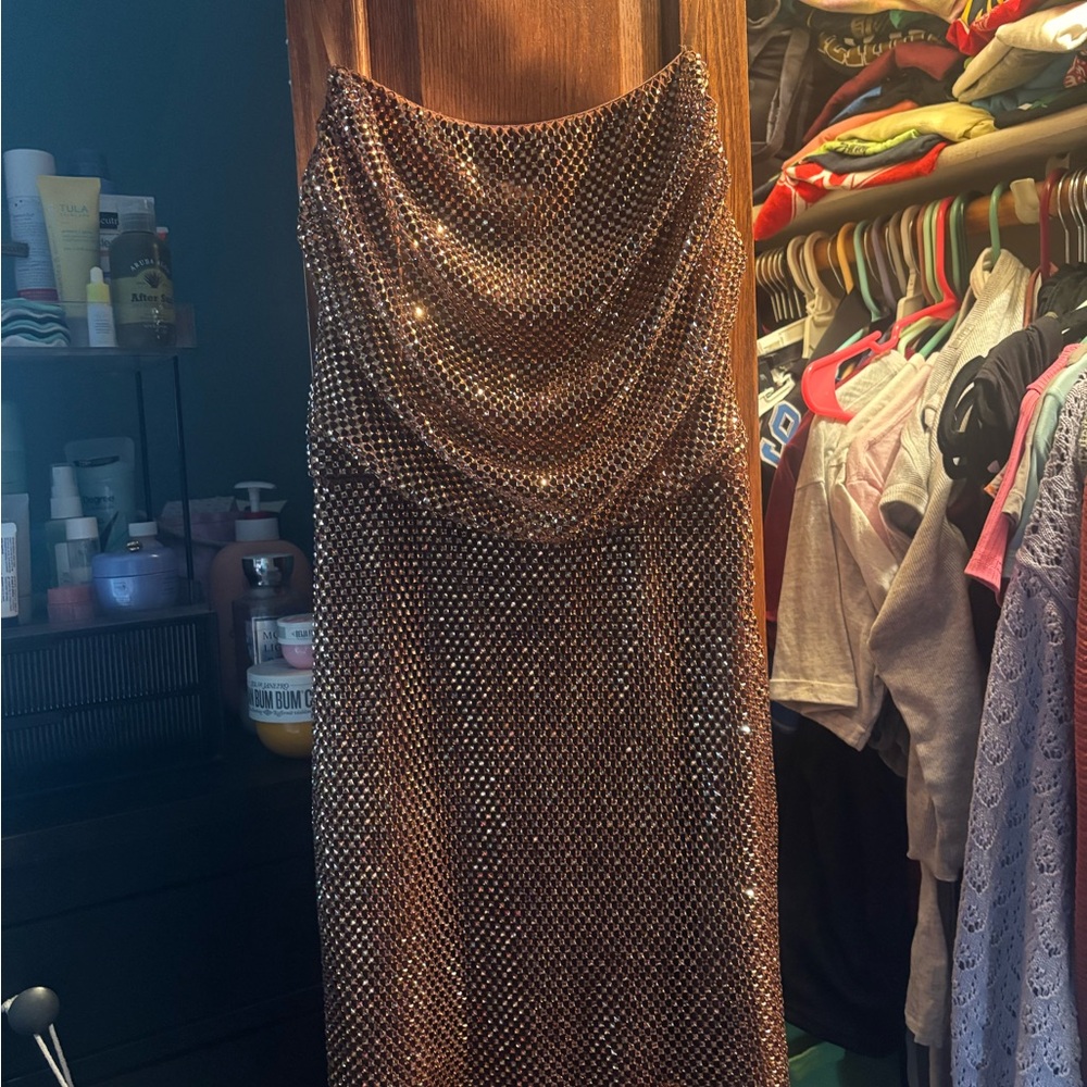 Windsor Strapless Brown Sequin Dress